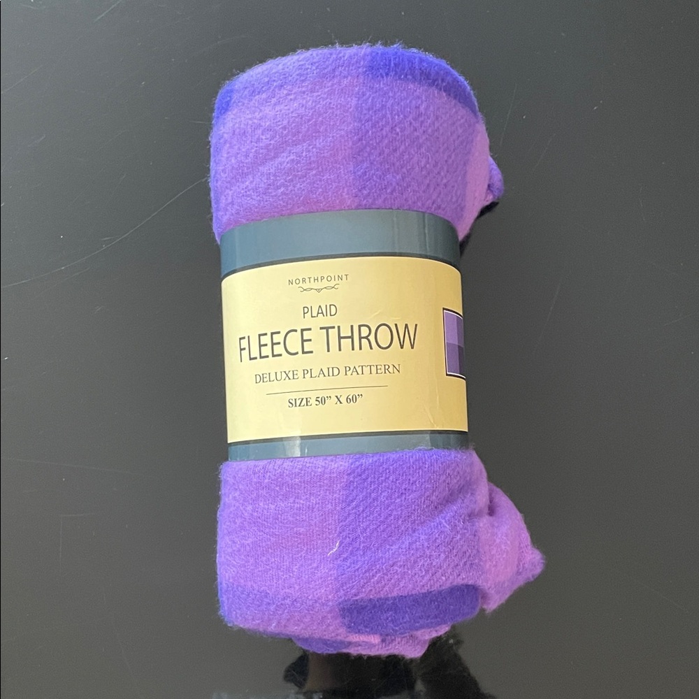 Deluxe Purple Plaid Fleece Throw